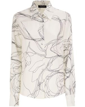 Fabiana Filippi Pure Silk Shirt With Abstract Graphic Print - White
