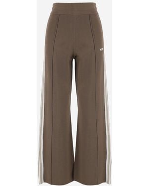 Autry Viscose Blend Pants With Logo - Brown