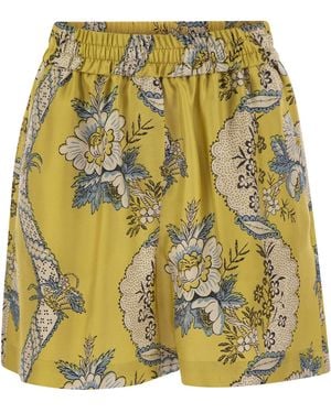 Weekend by Maxmara Tracia Printed Twill Bermuda Shorts - Yellow