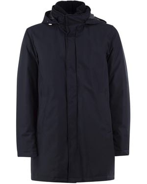 Herno Hooded Parka With Knitted Inner Collar - Blue