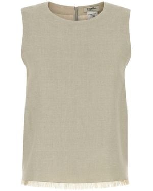 Max Mara Stretch Linen-Blend Anika Tank Top - Natural