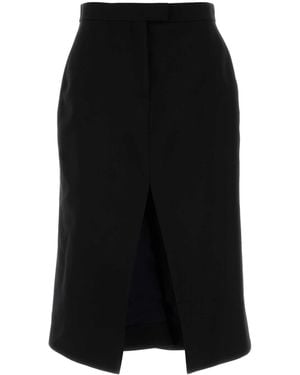 McQueen Stretch Wool Skirt - Black