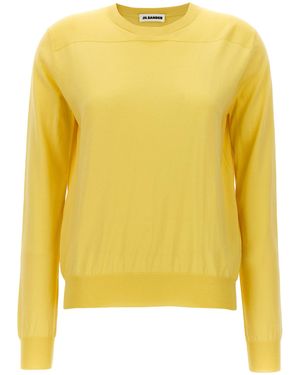 Jil Sander Classic Round-Neck Sweater With Ribbed Hem - Yellow