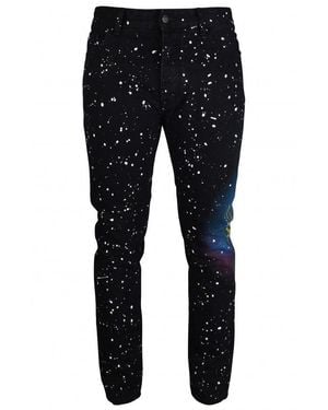 Palm Angels Distressed Graphic Print Jeans - Black