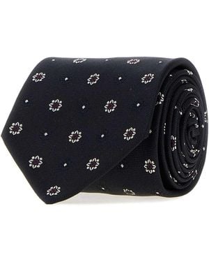 Saint Laurent Embroidered Jacquard Tie - Blue