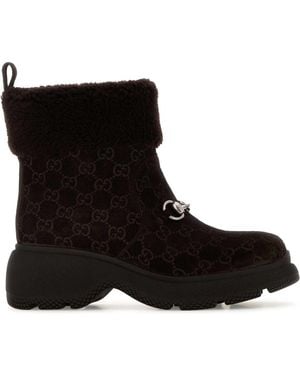Gucci Dark Suede Ankle Boots - Black