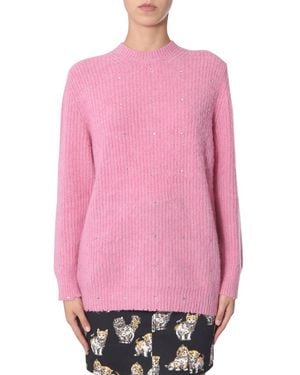 MSGM Soft Oversized Crew Neck Jumper - Pink