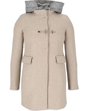 Fay Toggle Coat Db Front Nylon - Natur