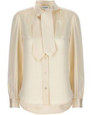 Saint Laurent Lavalliere Silk Shirt - Naturel