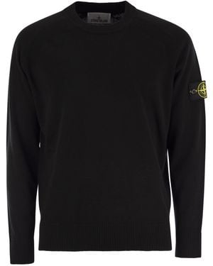 Stone Island Pagno A Collo Dell'Equipaggio Di Con Maniche Raglan E Bordi A Coste - Nero