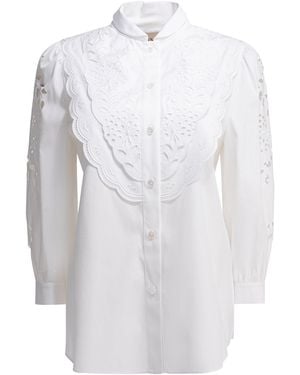 Valentino Embroidered Casual Shirt Shirts Bianco-Donna