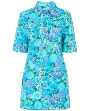 Chloé Printed Cotton Mini Dress - Blue