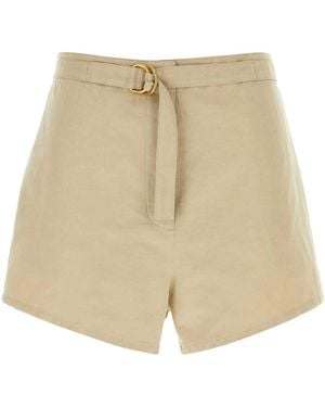 Prada Cotton Blend Shorts - Natural