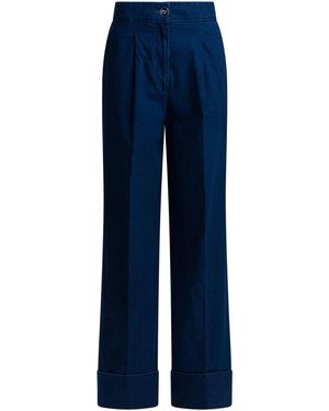 Valentino Vaqueros de pernera ancha con pliegues - Azul
