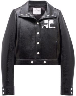 Courreges Vinyl Jacket With Logo - Schwarz