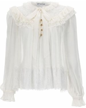 Self-Portrait Georgette Lace Blouse - White