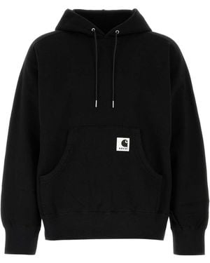 Sacai Carhartt Wip Cotton Jersey Hoodie - Black