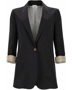 Alysi Silk Blazer - Black