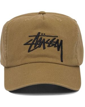 Stussy Logo Embroidered Curved Peak Cap - Natural