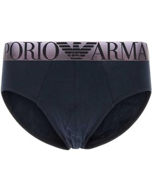 Emporio Armani Midnight Stretch Cotton Brief - Blue