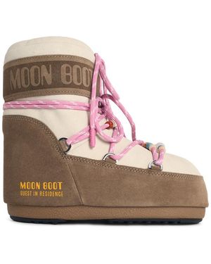 Moonboot Moon Boot 'Icon' Baskets basses en daim beige - Rose