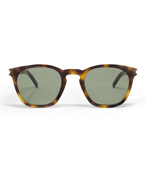 Saint Laurent Zonnebril Sl 28 Slim 002 Havana/groen, Unisex - Bruin