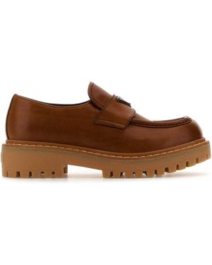 Prada Caramel Leather Loafers - Brown