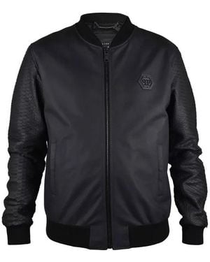 Philipp Plein Leather Jacket - Blue