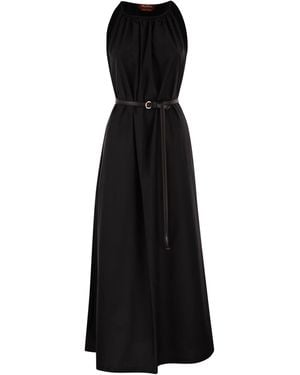 Max Mara Mstzuppa Katoenen Maxi-jurk Met Halternek En Riem - Zwart