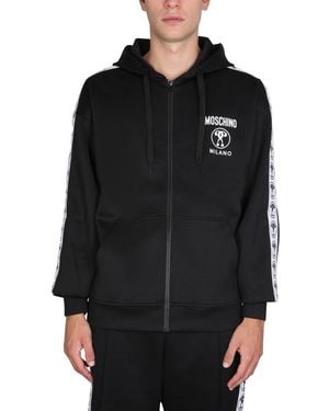Moschino Full-Zip Sweatshirt With Logo Accents - Black