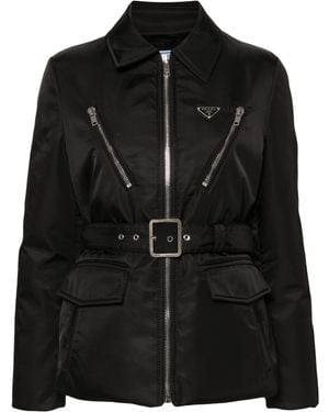Prada Triangle-Logo Padded Jacket - Black
