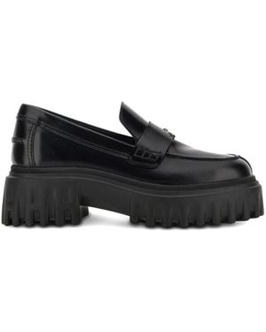 Hogan Leather Platform Lug Sole Loafers - Black