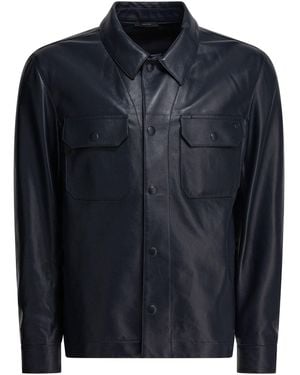 Tom Ford Leather Overshirt Jacket - Blue