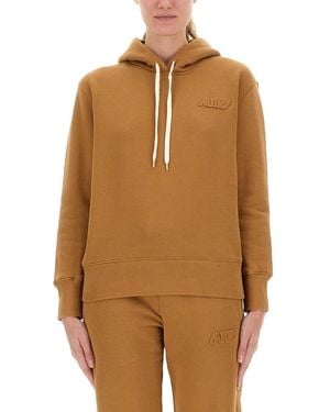 Autry Hooded Sweatshirt With Logo - Brown