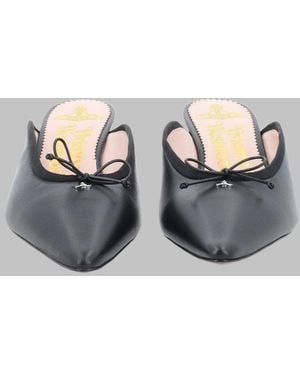 Vivienne Westwood Pointed-Toe Bow Mule Flats - Metallic