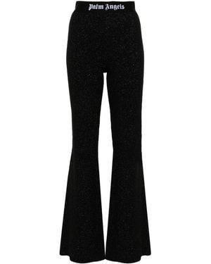 Palm Angels Logo Lurex Flared Pants - Black