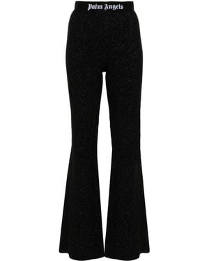 Palm Angels Logo Lurex Flared Pants - Black