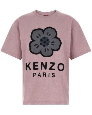 KENZO Melange Cotton Oversize T-Shirt - Pink
