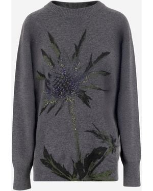 Blumarine Wool Blend Sweater Met Strass - Grijs
