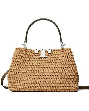 Tory Burch Eleanor Mini Draagtas Van Stro - Metallic