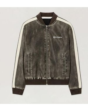 Palm Angels Klassische Logo-Lea-Trainingsbomberjacke - Grün