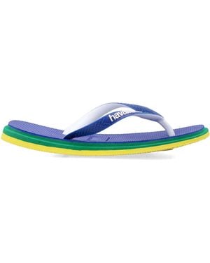 Havaianas Brasil Twist Two-Tone Strap Flip-Flops With Triple-Layer Comfort Sole - Blue