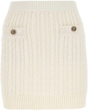 Prada Ivory Cotton Blend Mini Skirt - Natural