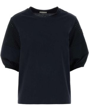 Moncler Solid Crew Neck T-Shirt - Blue