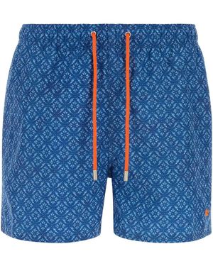 Gallo Printed Polyester Swimming Shorts - Blue