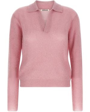 AURALEE Tam Yarn Polo Shirt - Pink