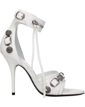 Balenciaga Sandali Cagole Donna's Pelle Bianca - Metallizzato