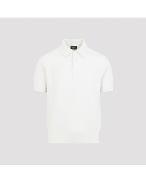 Brioni Katoen- En Zijden Poloshirt - Wit