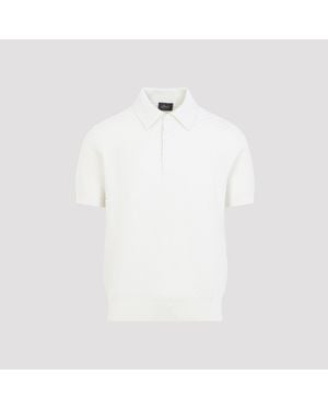 Brioni Katoen- En Zijden Poloshirt - Wit
