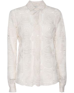 MAZZARELLI CAMICIE Tul Con Rosas Bordadas - Blanco